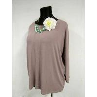 Tunika Bella luźna oversize ze srebrnymi wstawkami - beige